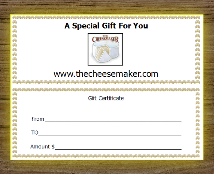 Cheese Maker Gift Certificate