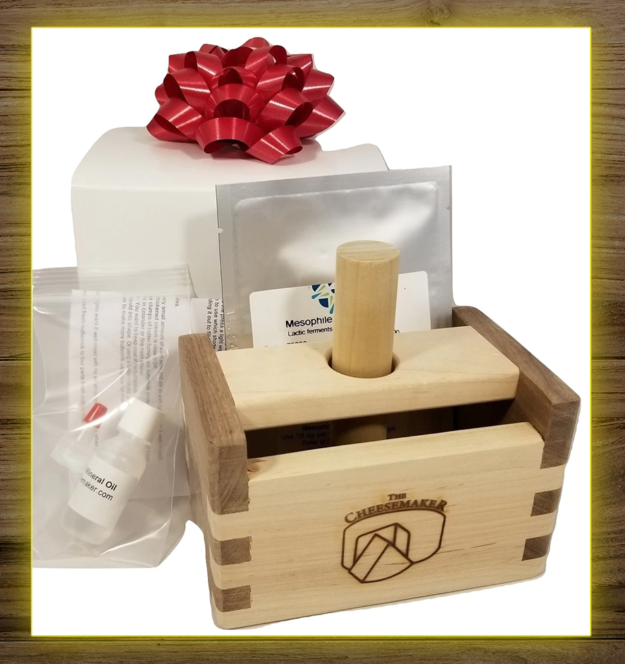Walnut or Cherry Maple Butter Press with FREE Culture and Gift Box